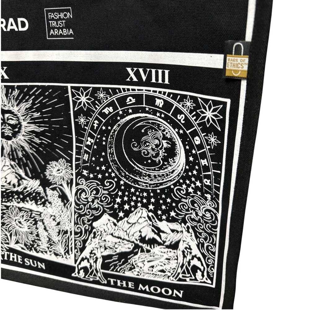 Zuhair Murad Fashion Trust Arabia Tarot Celestial Canvas Tote Bag Black White - Picture 3 of 5